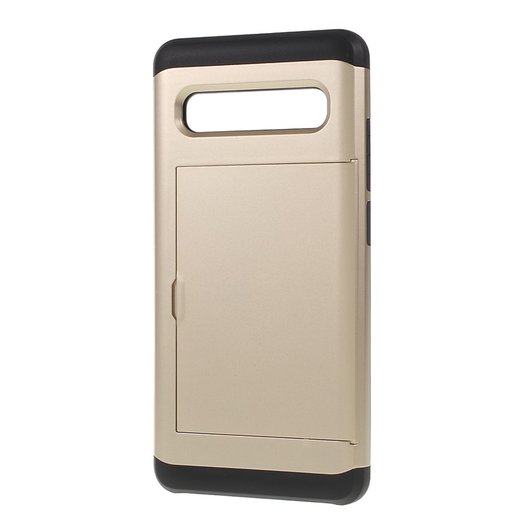 PC + TPU Hybrid Case with Card Slot for Samsung Galaxy S10 5G - Gold-2