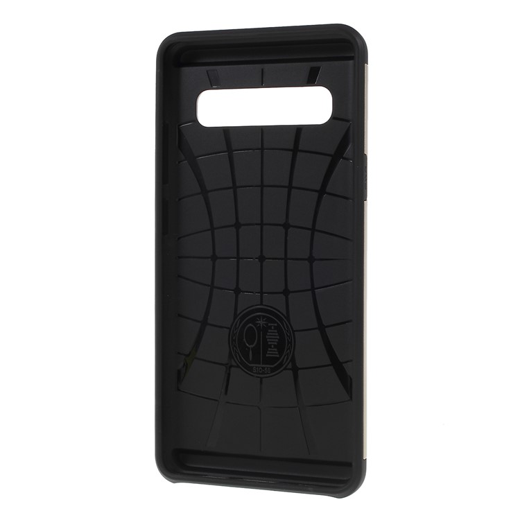 PC + TPU Hybrid Case with Card Slot for Samsung Galaxy S10 5G - Gold-3