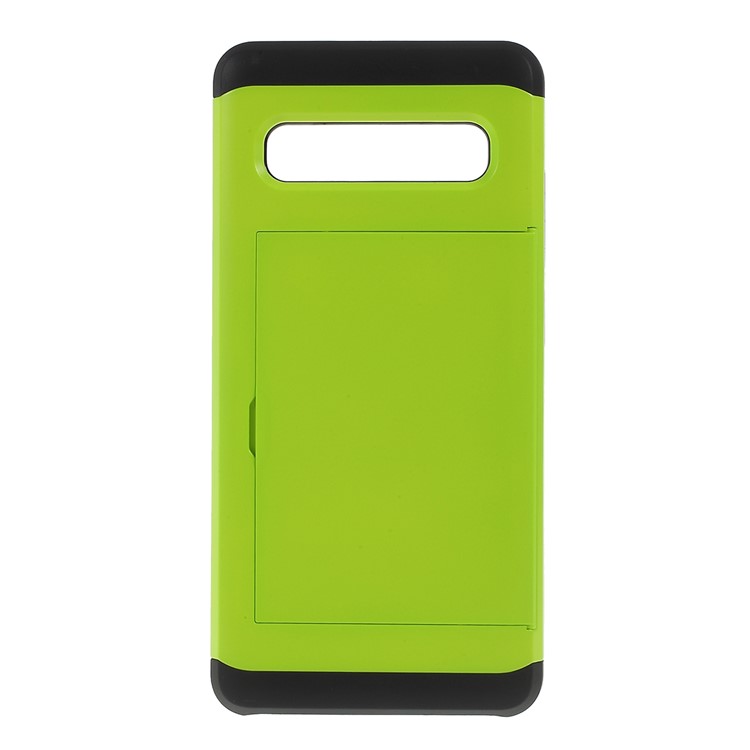 PC + Caso Híbrido TPU Com Slot Para Cartão Para Samsung Galaxy S10 5G - Verde-1