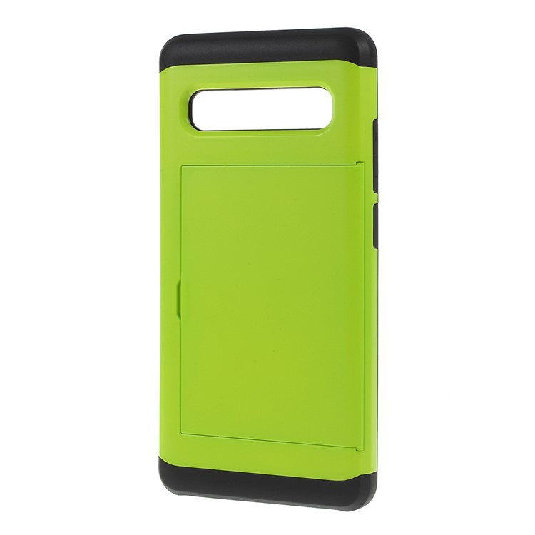 PC + Caso Híbrido TPU Com Slot Para Cartão Para Samsung Galaxy S10 5G - Verde-2
