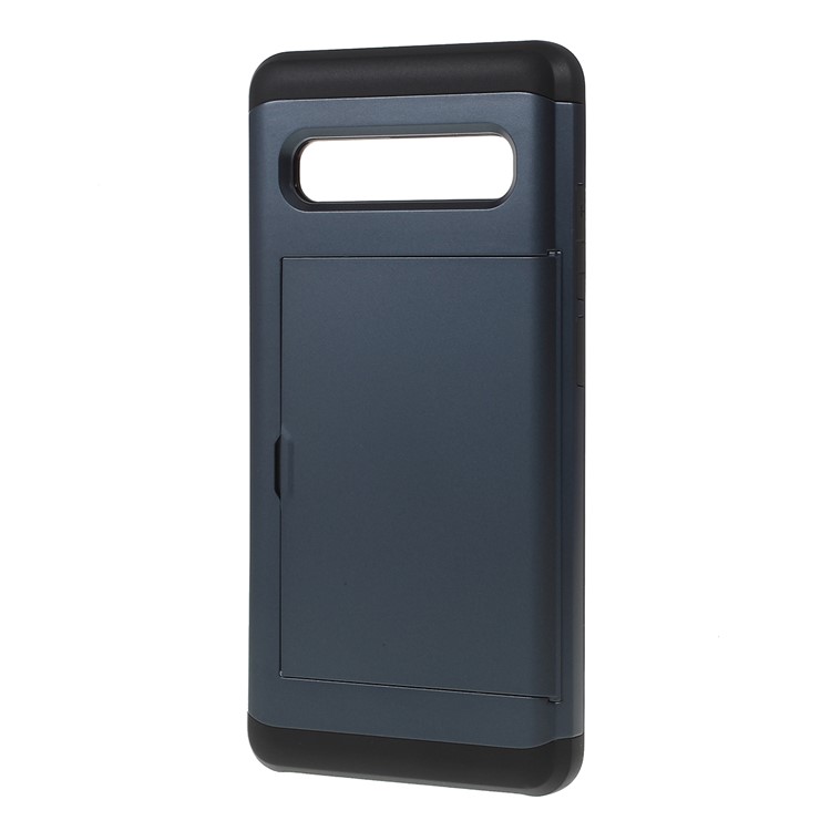 PC + TPU Hybrid Case with Card Slot for Samsung Galaxy S10 5G - Dark Blue-2