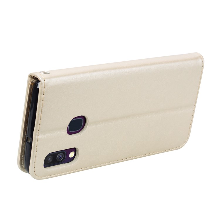 Imprinted Rose Flower Pattern Leather Wallet Case for Samsung Galaxy A40 - Gold-4