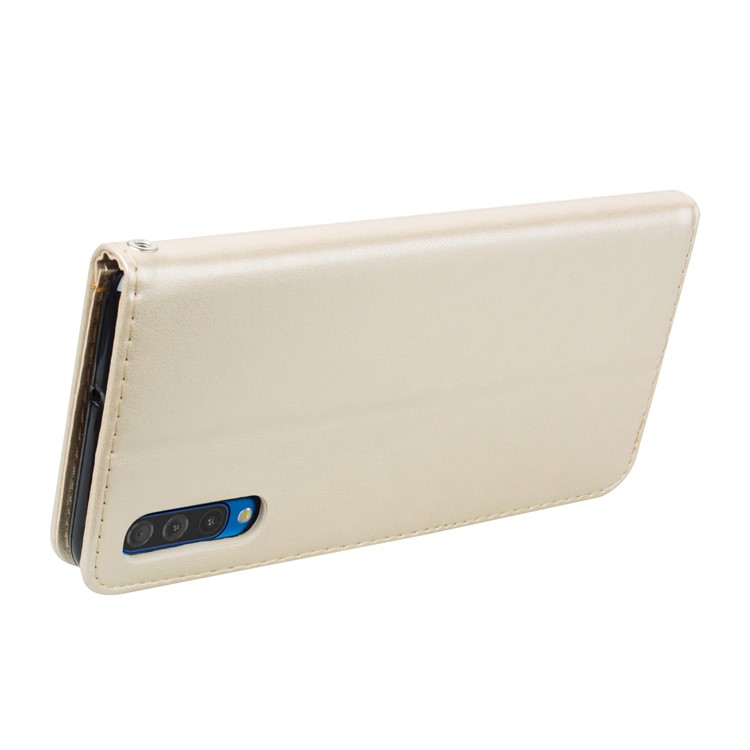 Aufgedruckte Brieftasche Aus Leder Mit Rosafarbenem Blumenmuster Für Das Samsung Galaxy A50 - Gold-4