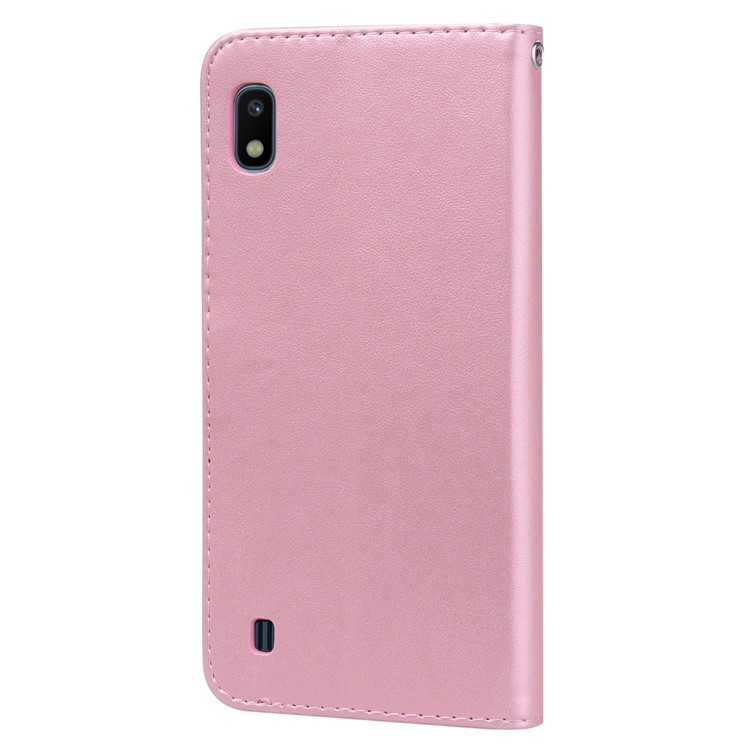 Cartera De Cuero Estampada Con Estampado De Flores Rosa Para Samsung Galaxy A10 - Rosado-3