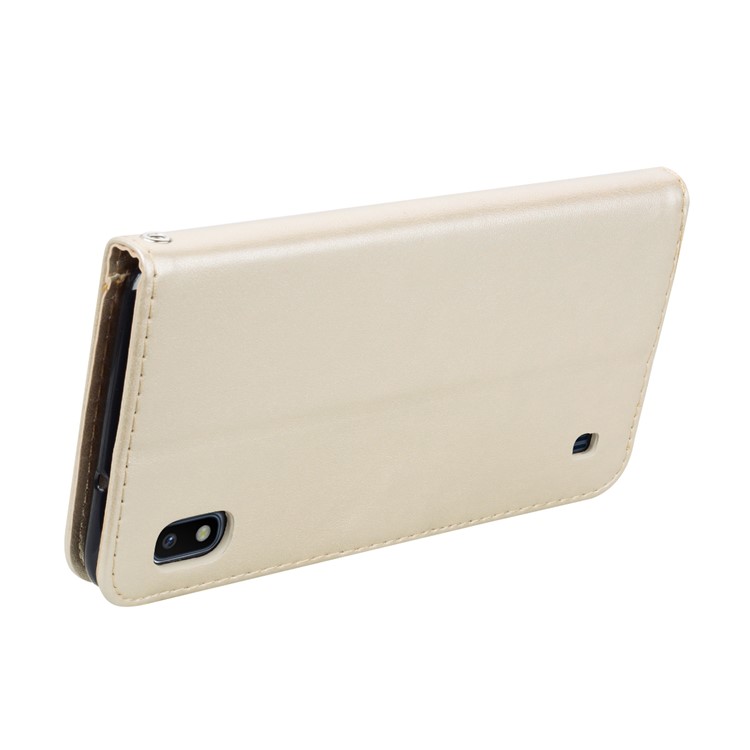 Etui Portefeuille En Cuir À Motif Fleuri Rose Pour Samsung Galaxy A10 - Or-4
