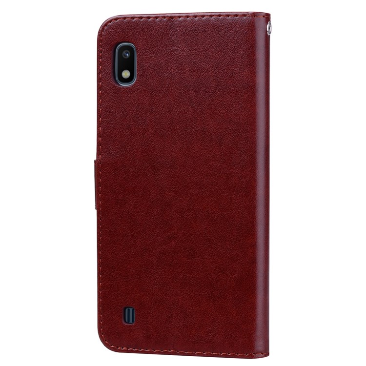 Custodia A Portafoglio In Pelle Con Motivo Fiore Rosa Stampato Per Samsung Galaxy A10 - Marrone-2