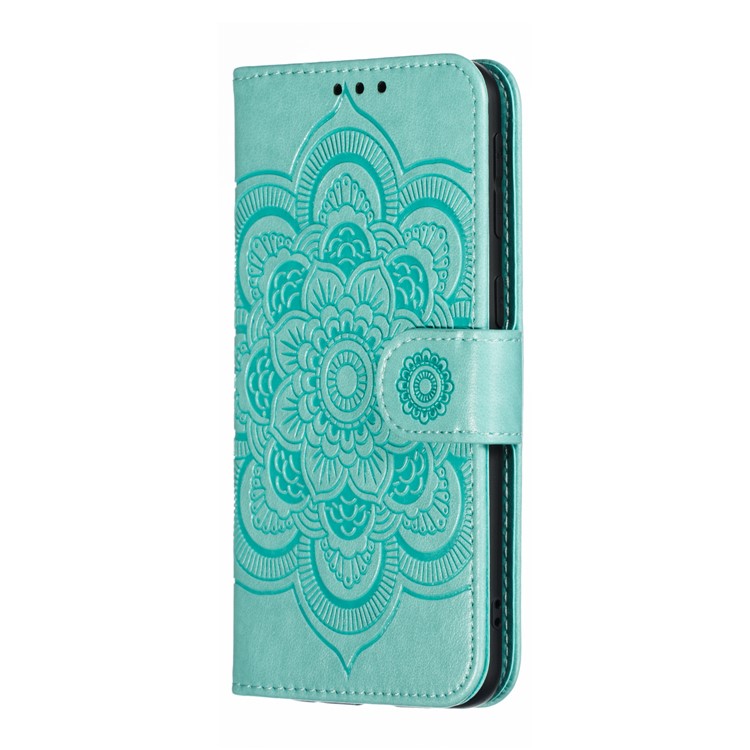 Imprimir Carteira De Couro Flor Mandala Para Samsung Galaxy A40 - Ciano-3
