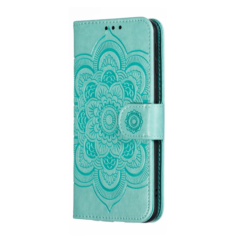 Impresión Mandala Flower Leather Billet Case Para Samsung Galaxy A40 - Cian-3