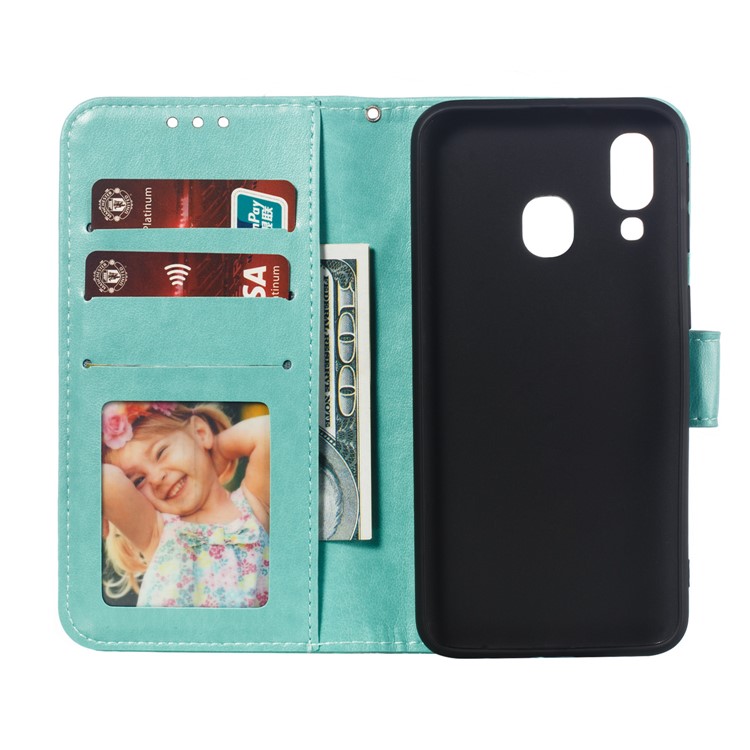 Imprimir Carteira De Couro Flor Mandala Para Samsung Galaxy A40 - Ciano-9