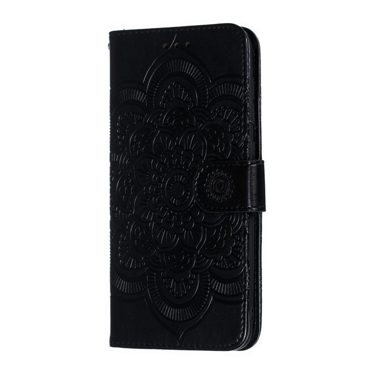 Imprint Mandala Flower Stand Wallet Leather Case for Samsung Galaxy A70 - Black-3