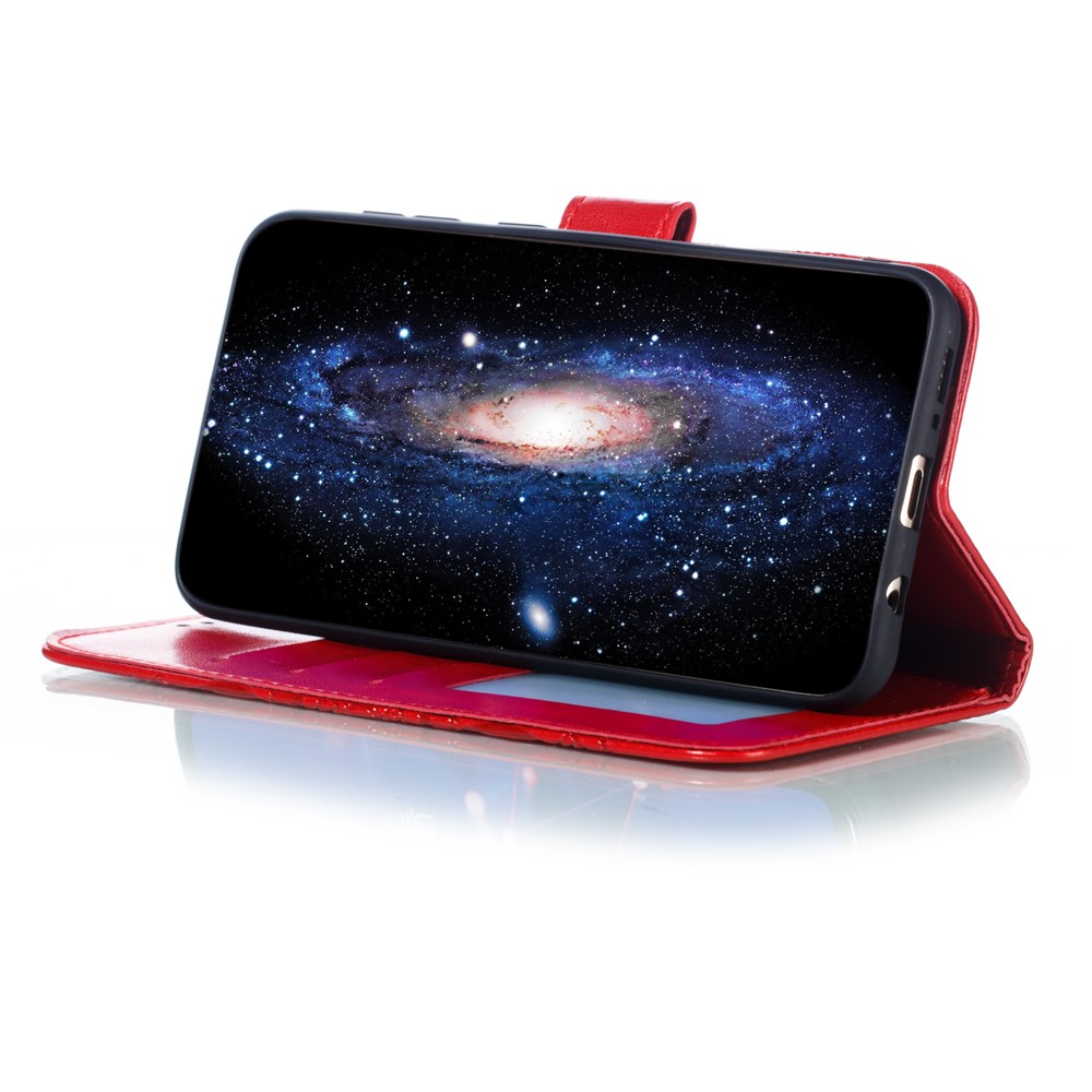 Imprint Mandala Flower Stand Wallet Leather Case for Samsung Galaxy A70 - Red-8