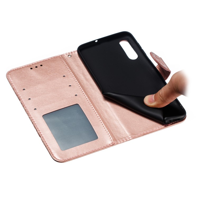 Imprint Mandala Flower Stand Wallet Leather Case for Samsung Galaxy A70 - Rose Gold-10