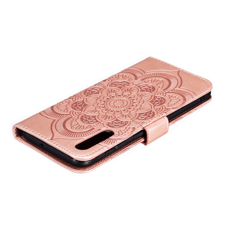 Imprint Mandala Flower Stand Wallet Leather Case for Samsung Galaxy A70 - Rose Gold-6
