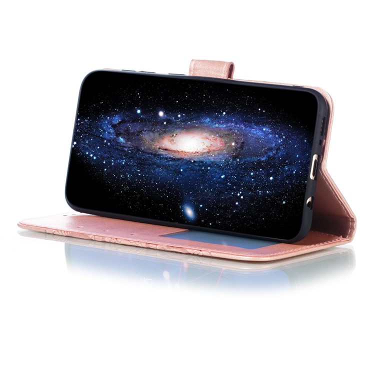 Imprint Mandala Flower Stand Wallet Leather Case for Samsung Galaxy A70 - Rose Gold-8