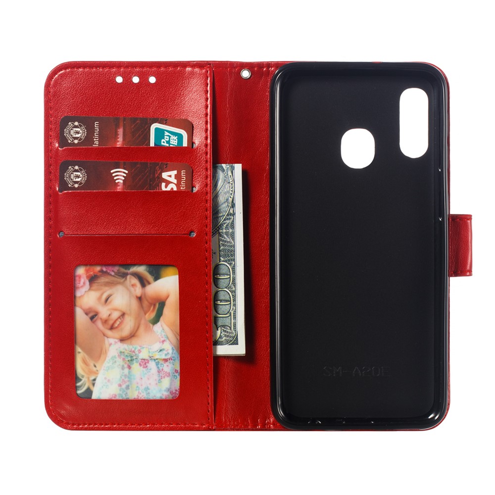 Imprint Mandala Flower Stand Wallet Leather Case for Samsung Galaxy A20e - Red-9