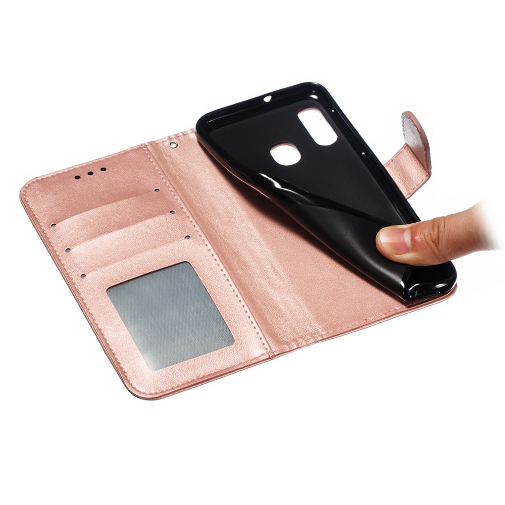 Imprint Mandala Flower Stand Wallet Leather Case for Samsung Galaxy A20e - Rose Gold-10