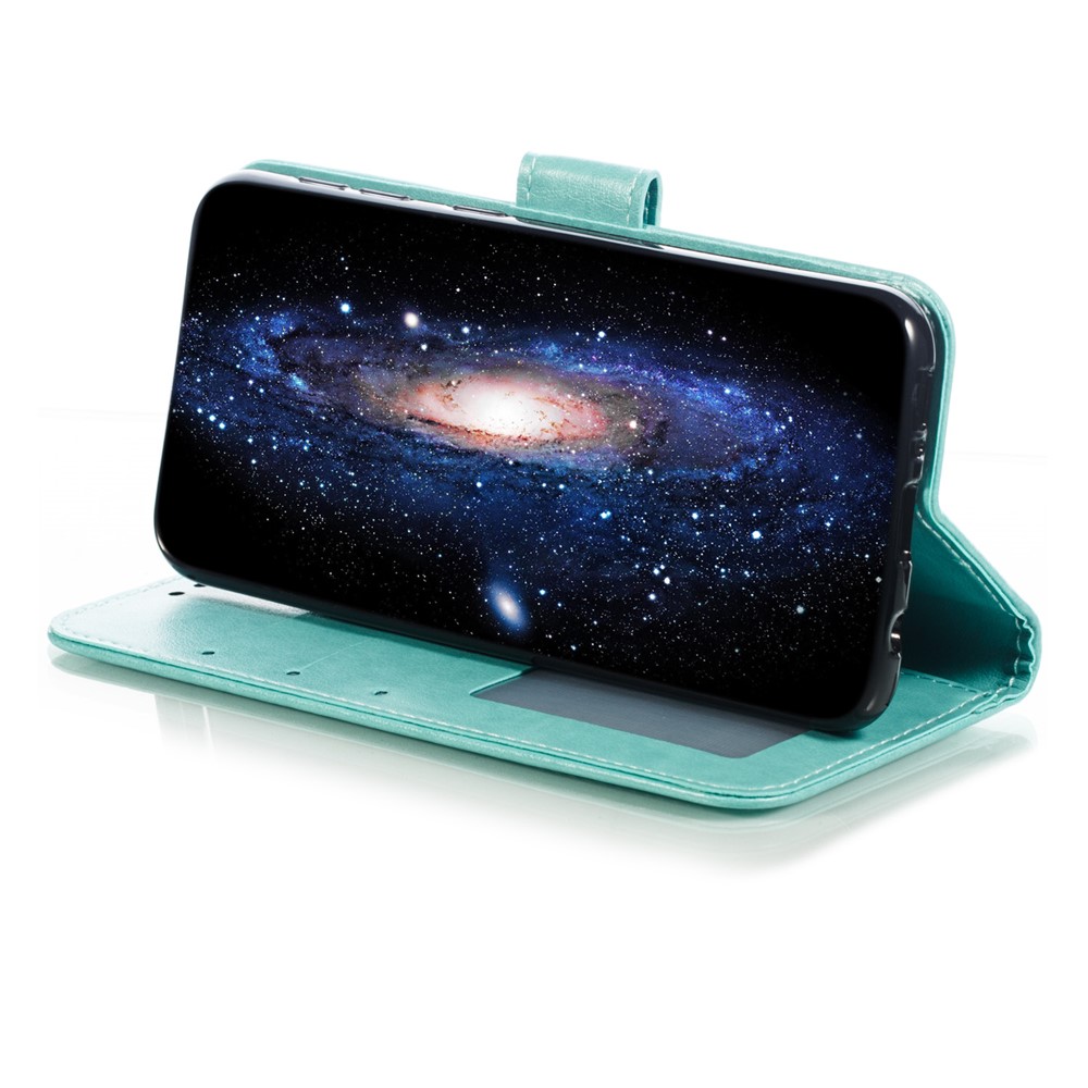Imprint Mandala Flower Stand Wallet Leather Case for Samsung Galaxy A20e - Cyan-8