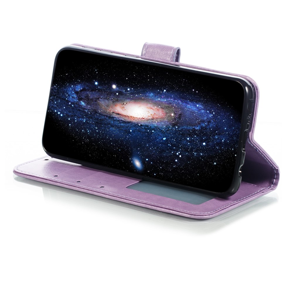 Imprint Mandala Flower Stand Wallet Leather Case for Samsung Galaxy A20e - Purple-8