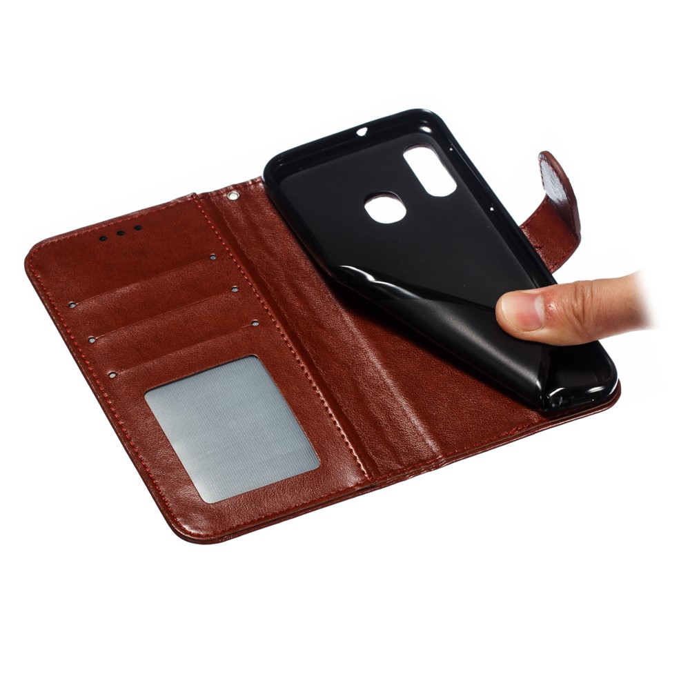 Imprint Mandala Flower Stand Wallet Leather Case for Samsung Galaxy A20e - Brown-10