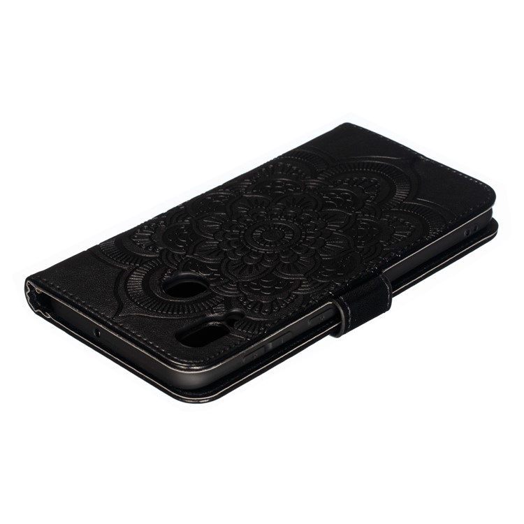 Imprint Mandala Flower Stand Wallet Leather Case for Samsung Galaxy A30 / A20 - Black-6