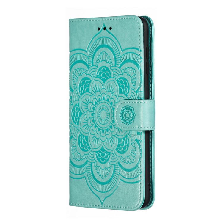 Imprint Mandala Flower Stand Wallet Leather Case for Samsung Galaxy A30 / A20 - Cyan-3