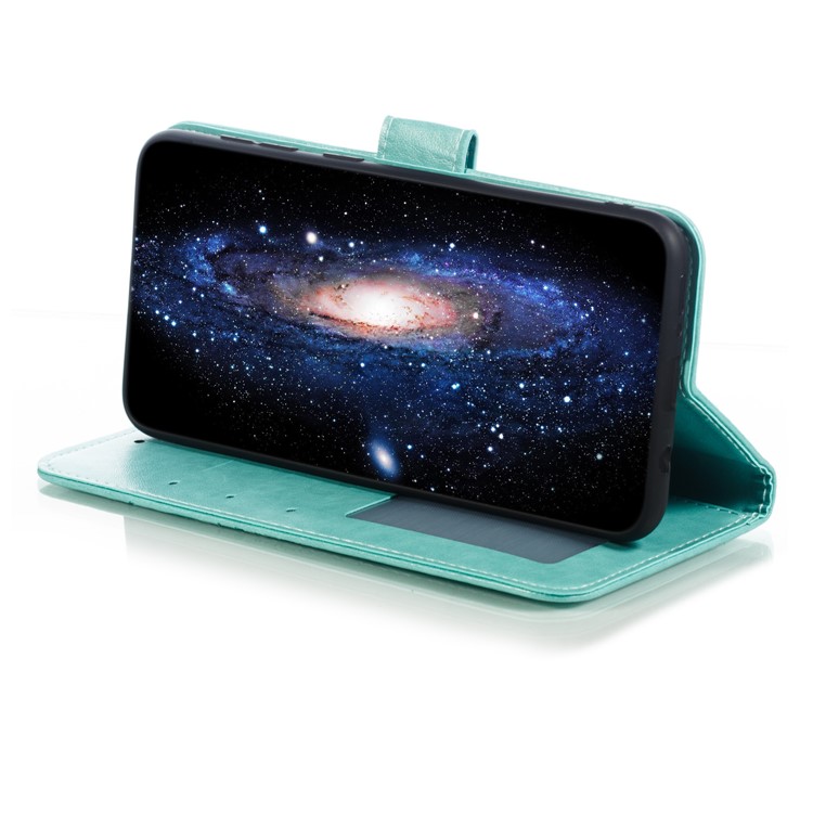 Imprint Mandala Flower Stand Wallet Leather Case for Samsung Galaxy A30 / A20 - Cyan-8
