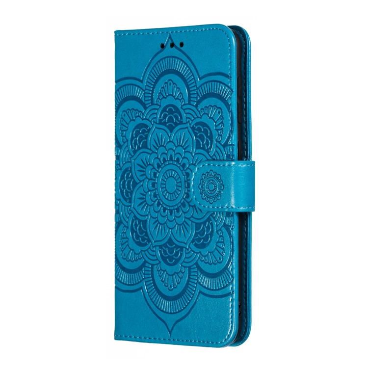 Imprint Mandala Flower Stand Wallet Leather Case for Samsung Galaxy A30 / A20 - Blue-3