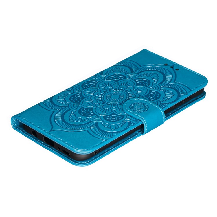 Imprint Mandala Flower Stand Wallet Leather Case for Samsung Galaxy A30 / A20 - Blue-5