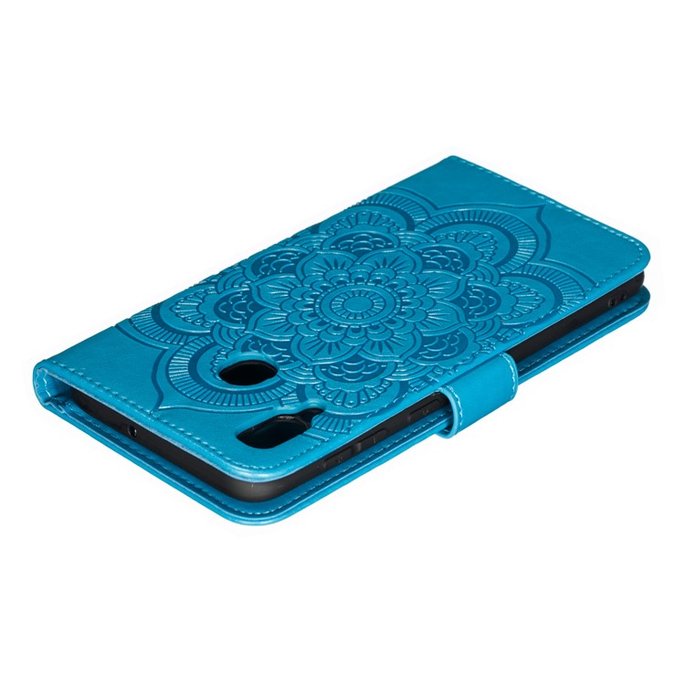 Imprint Mandala Flower Stand Wallet Leather Case for Samsung Galaxy A30 / A20 - Blue-6