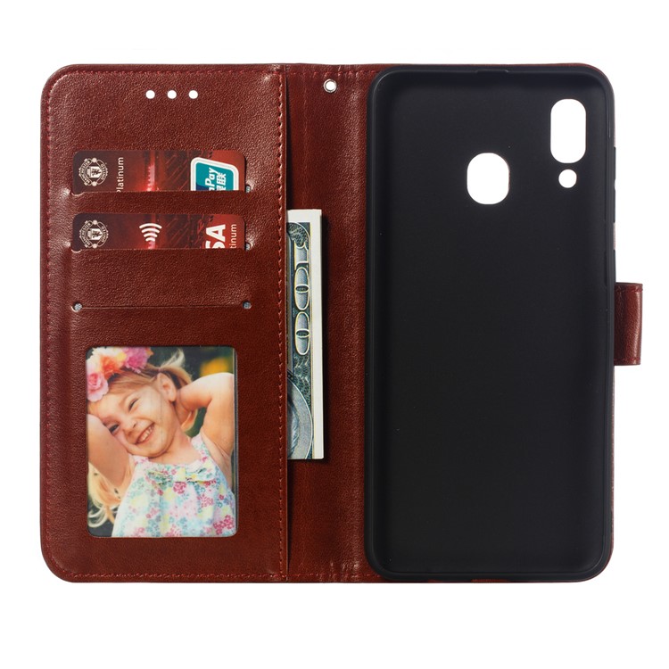 Imprint Mandala Flower Stand Wallet Leather Case for Samsung Galaxy A30 / A20 - Brown-9