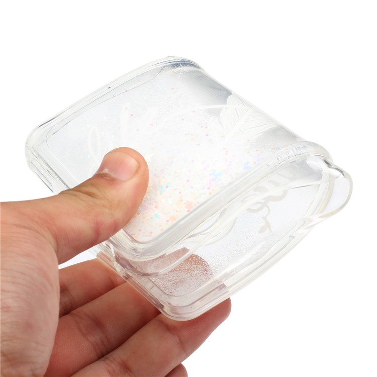 Moving Glitter Powder Sequins Patterned TPU Case for Samsung Galaxy A10/M10 - White Feather-4