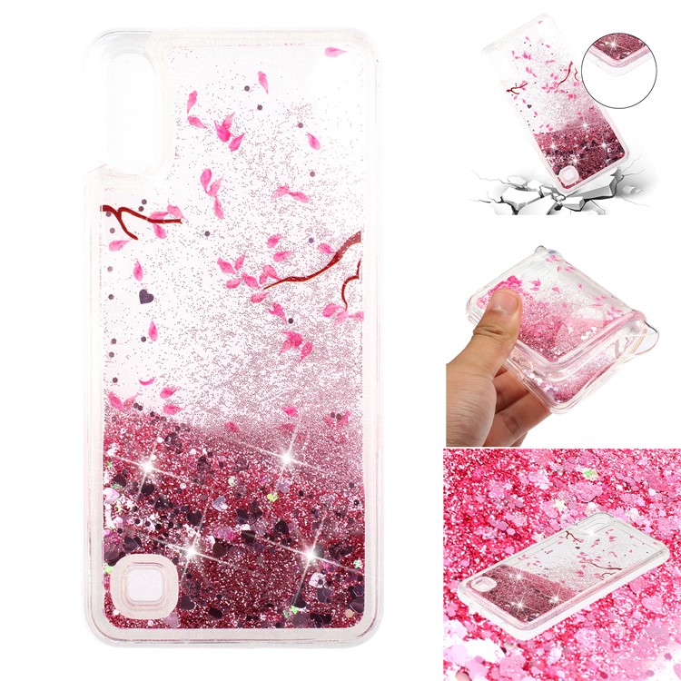 Moving Glitter Powder Sequins Patterned TPU Case for Samsung Galaxy A10/M10 - Petals-1