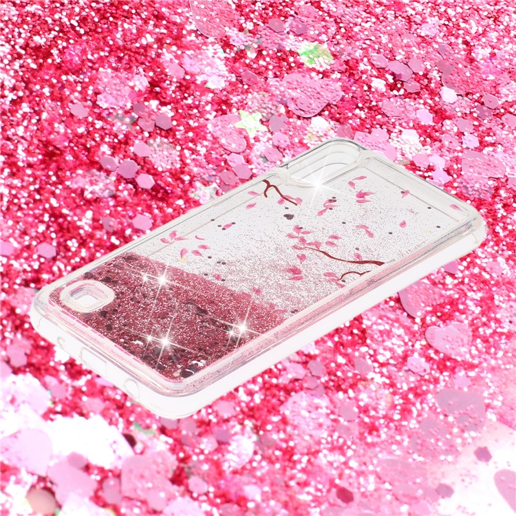 Moving Glitter Powder Sequins Patterned TPU Case for Samsung Galaxy A10/M10 - Petals-3