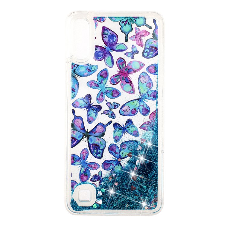 Moving Glitter Powder Sequins Patterned TPU Case for Samsung Galaxy A10/M10 - Blue Butterfly-2