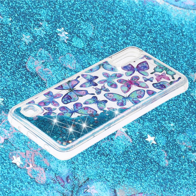 Moving Glitter Powder Sequins Patterned TPU Case for Samsung Galaxy A10/M10 - Blue Butterfly-3