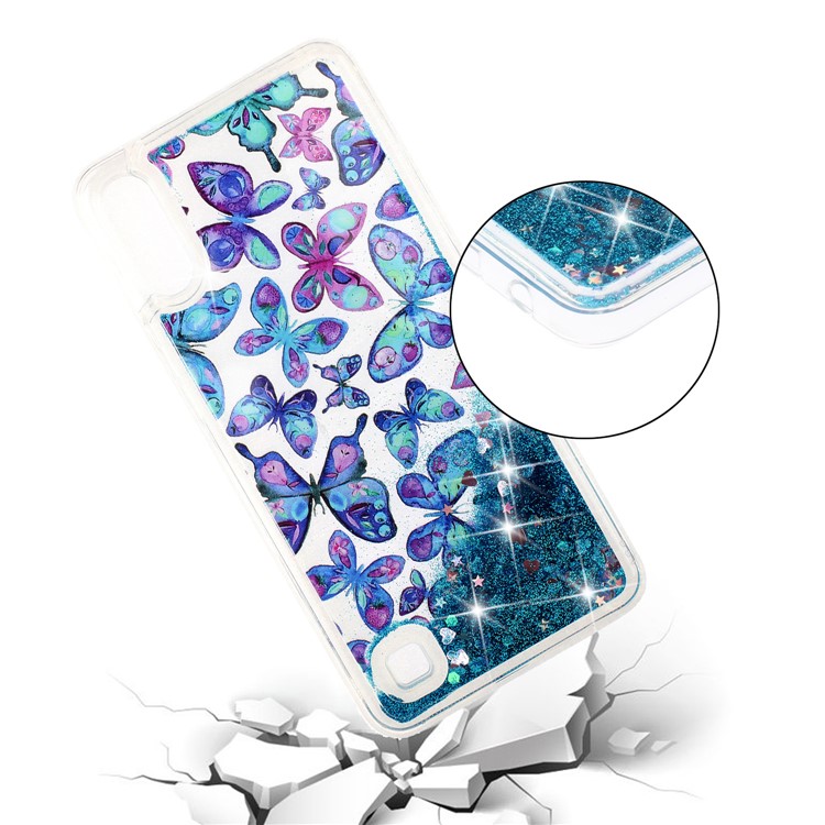 Moving Glitter Powder Sequins Patterned TPU Case for Samsung Galaxy A10/M10 - Blue Butterfly-5