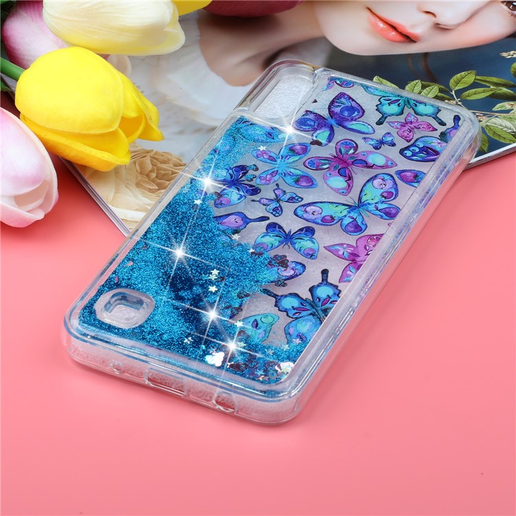 Moving Glitter Powder Sequins Patterned TPU Case for Samsung Galaxy A10/M10 - Blue Butterfly-6