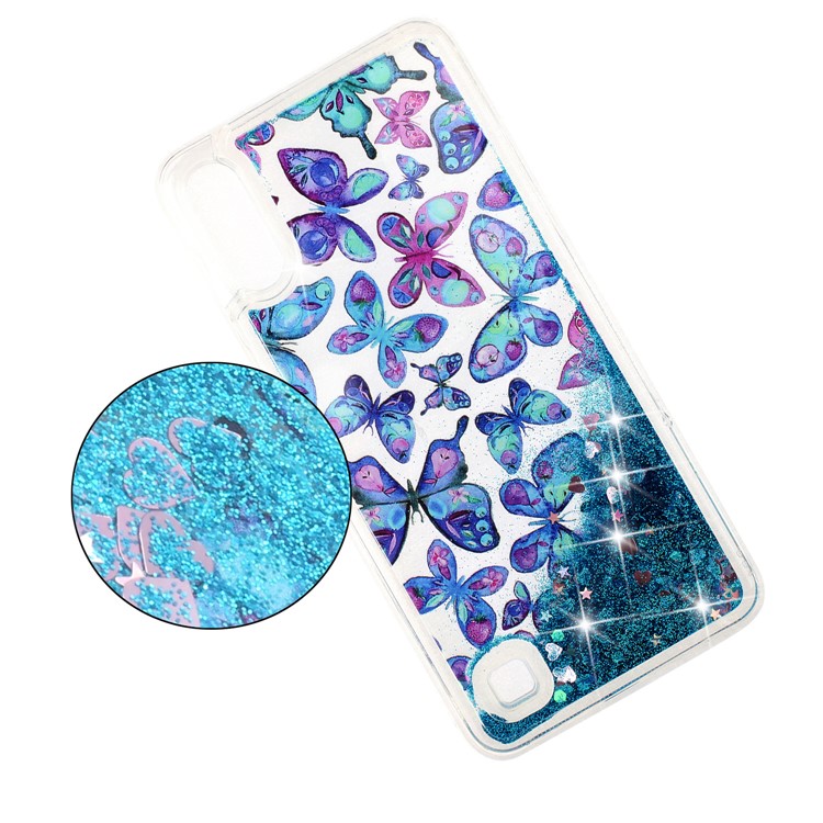 Moving Glitter Powder Sequins Patterned TPU Case for Samsung Galaxy A10/M10 - Blue Butterfly-7