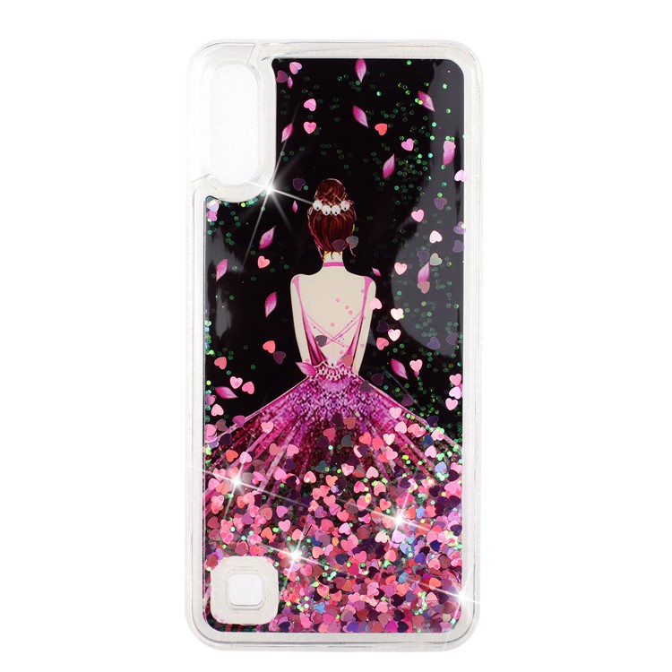 Moving Glitter Powder Sequins Patterned TPU Case for Samsung Galaxy A10/M10 - Pretty Girl's Back-2