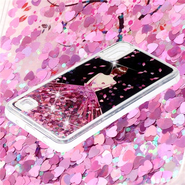 Moving Glitter Powder Sequins Patterned TPU Case for Samsung Galaxy A10/M10 - Pretty Girl's Back-3