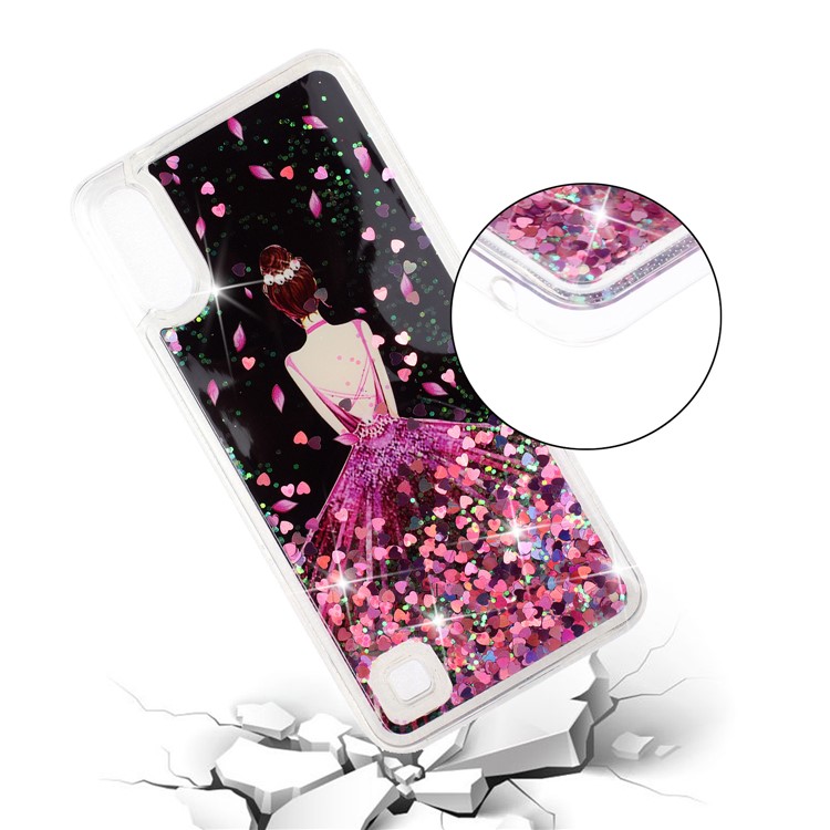 Moving Glitter Powder Sequins Patterned TPU Case for Samsung Galaxy A10/M10 - Pretty Girl's Back-5