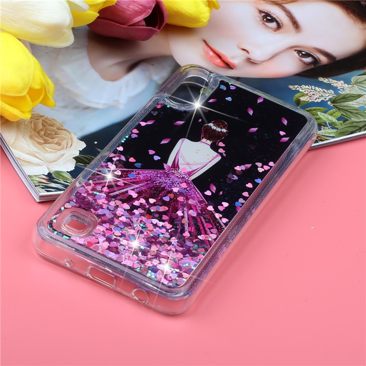 Moving Glitter Powder Sequins Patterned TPU Case for Samsung Galaxy A10/M10 - Pretty Girl's Back-6