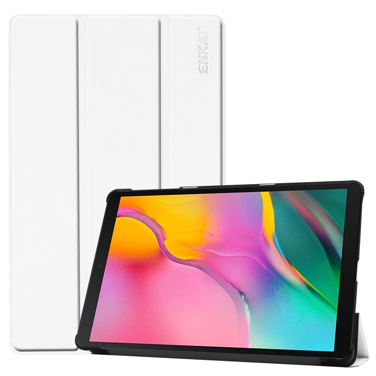 Custodia Rigida In Pelle PU ENKAY Per Galaxy Tab A 10.1 (2019) T510 / T515- Bianco-1