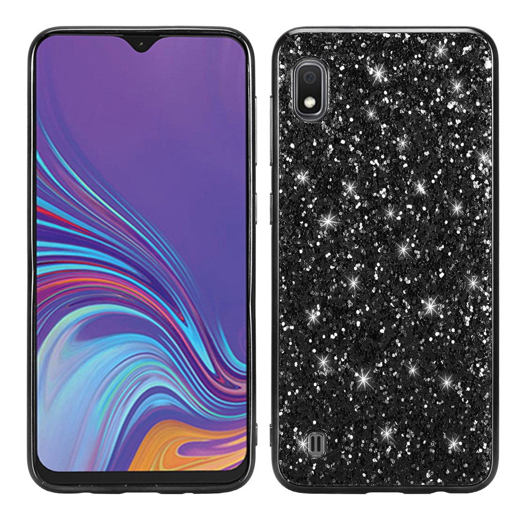 Lentejitas Relucientes Gel PC + TPU Con Estuche Para Samsung Galaxy A10 - Negro-1