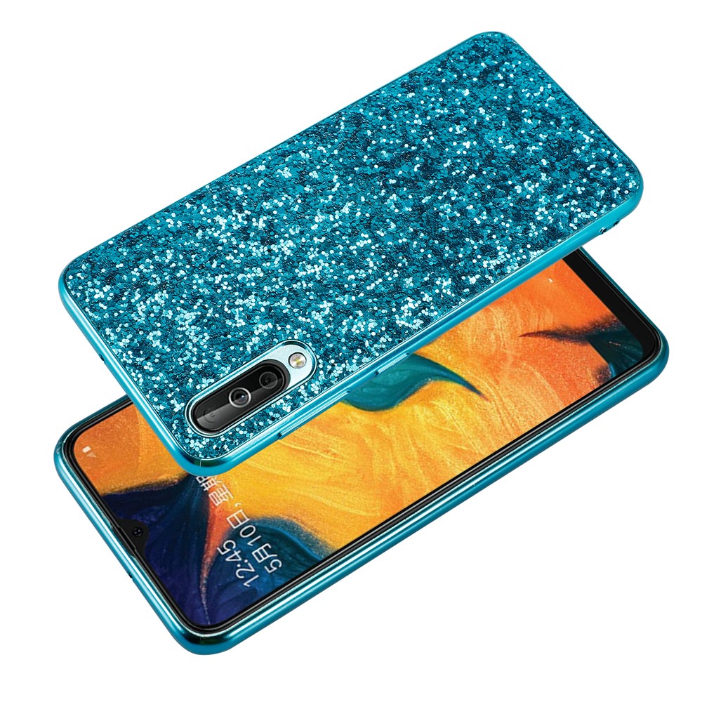 Paillettes Luccicanti Placcatura Del Telefono Ibrido TPU PC Per Samsung Galaxy A50 - Blu-4