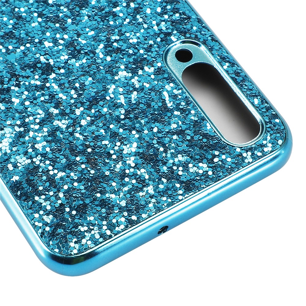 Paillettes Luccicanti Placcatura Del Telefono Ibrido TPU PC Per Samsung Galaxy A50 - Blu-5