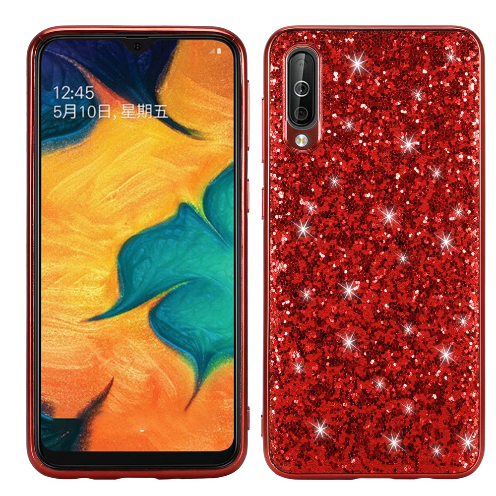 Glittering Sequins Electroplating TPU PC Hybrid Phone Casing for Samsung Galaxy A50 / A50s / A30s - Red-1