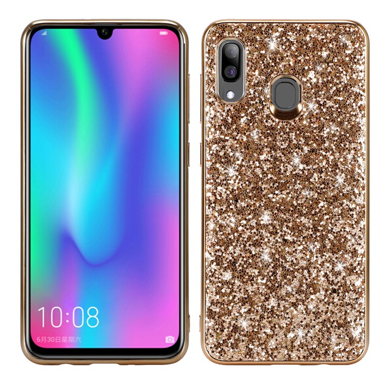 Glittering Sequins Electroplating TPU PC Hybrid Phone Casing for Samsung Galaxy A30 / A20 - Gold-1