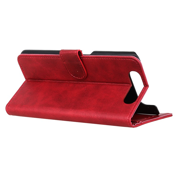Caixa Matte Do Suporte Do Couro Da Carteira Da Pele Para A Galáxia A80 / A90 De Samsung - Vermelho-11