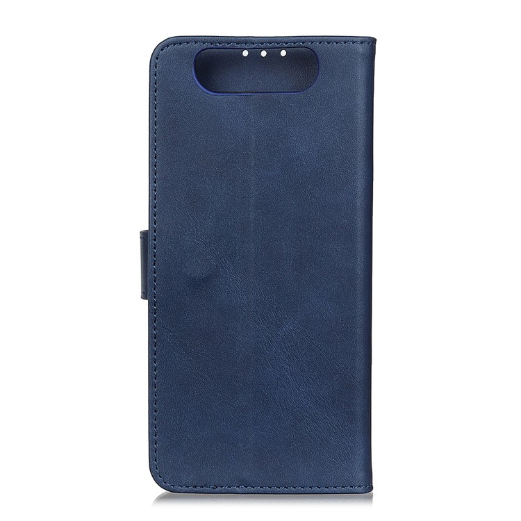 Support De Portefeuille En Cuir De Peau Matte Pour Samsung Galaxy A80 / A90 - Bleu-10